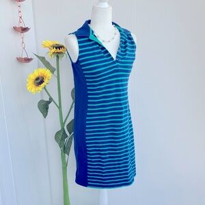 Lands' End Royal Blue and Kelly Green Polo Style Preppy Mini Tank Dress